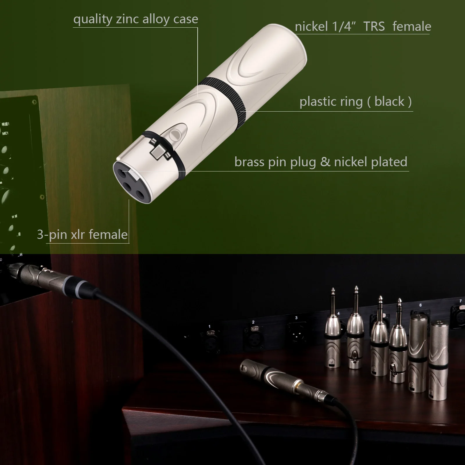 Adaptateur XLR 3 broches mâle vers 1/4 \