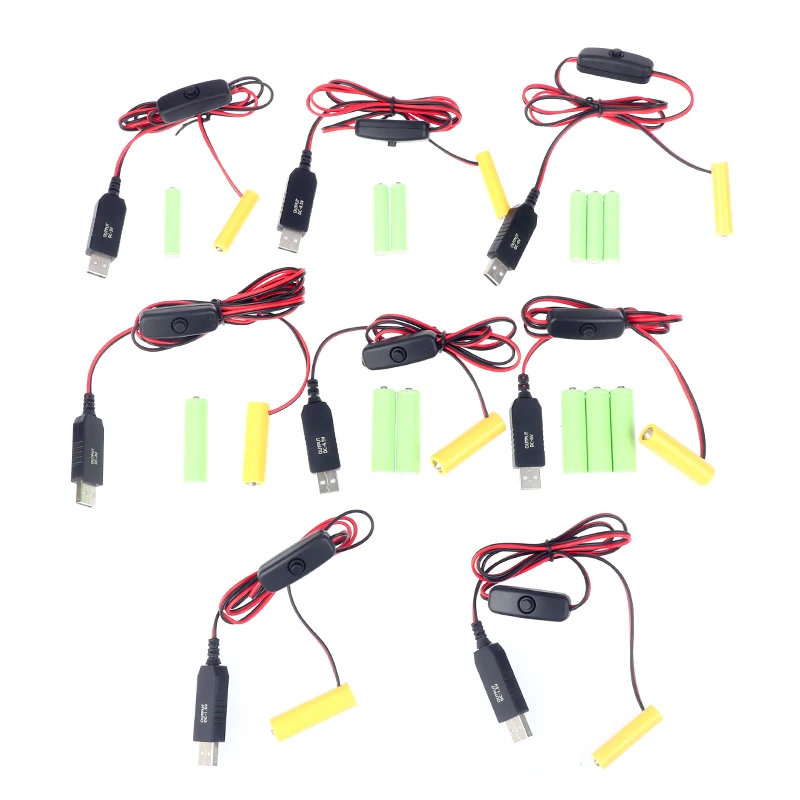 محول بطارية الدمية USB كابل مفتاح إمداد الطاقة استبدال البطاريات لأجهزة التحكم عن بعد ألعاب الكاميرا شريط LED