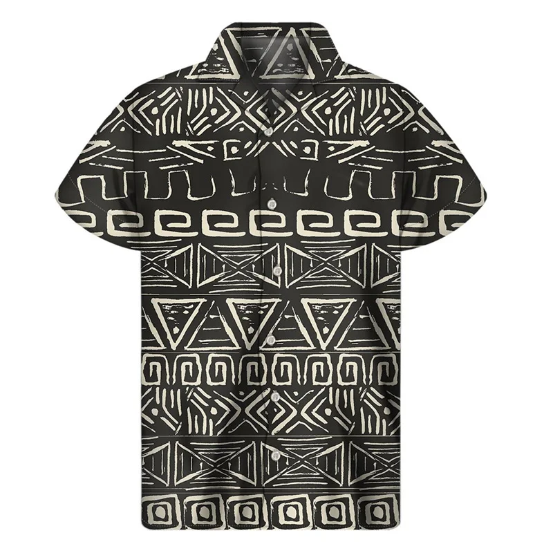 Retro Mexico Aztec 3D Print Hawaiian Shirts Men Summer Ethnic Totem Pattern Lapel Shirt Street Loose Short Sleeves Blouse Tops