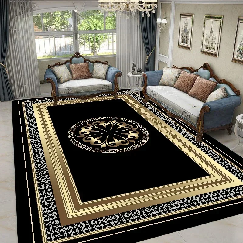 الذهب الأسود هندسية السجاد الشمال الفاخرة غرفة المعيشة السجاد لغرفة النوم أريكة الجدول بجانب مساحة كبيرة البساط ديكور المنزل الحصير Tapete
