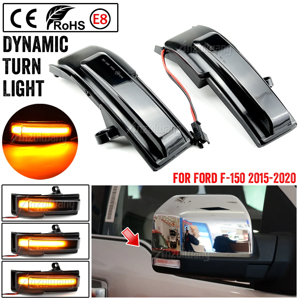 

1Pair Smoked LED Sequential Dynamic Side Mirror Turn Signal Light Fit for Ford F150 2015 2016 2017 2018 2019 2020 FL3Z-13B375-AA