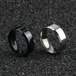 Anillo de joyería con dijes para hombres y mujeres, anillos negros de acero inoxidable, banda de compromiso de boda, joyería masculina mate de calidad