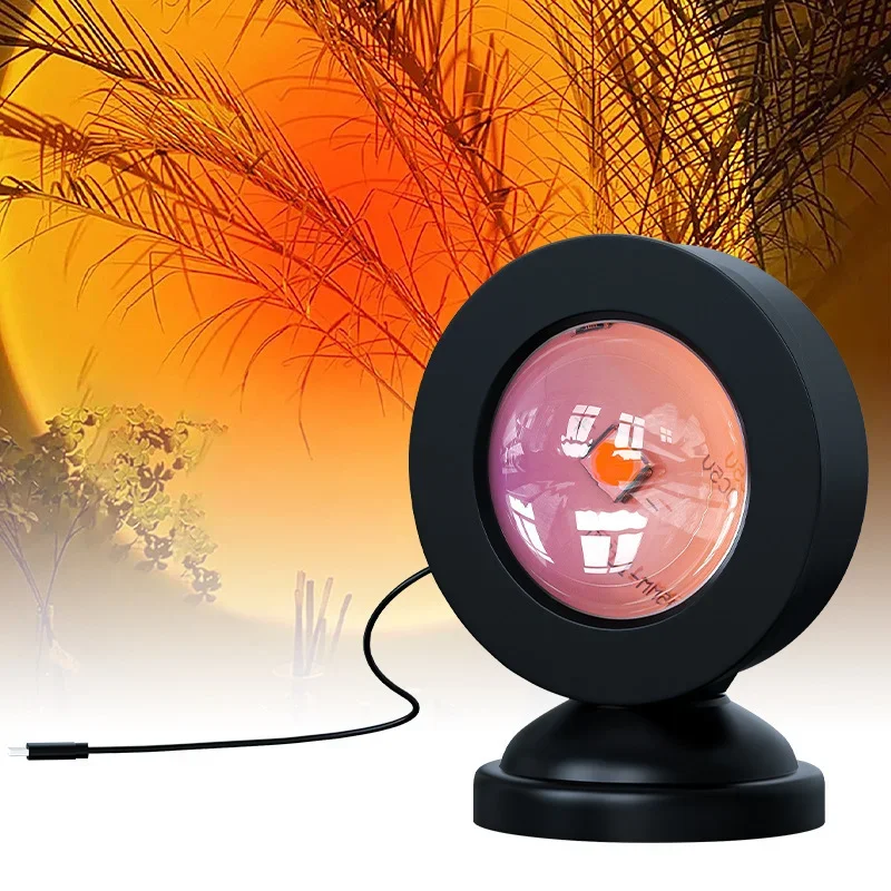 1pc Vibrant Sunset Projection Light - 16-Color Spectrum, USB Remote Control, Dynamic Color Changing LED Light - Creates Warm Hom