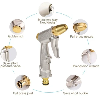 High Pressure metal Garden Water Spray Gardening Sprayer Water Hose Jet Portable Adjustable Yard Watering Gun Pressure Washer 1