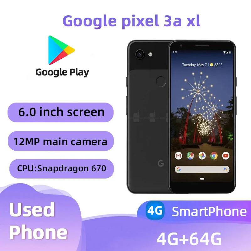 Google pixel 3a xl 4G 6Inch OLED Screen Snapdragon670 18W Super Charge 3700mAh Battery OTG used phone