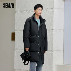 Semir Cotton Clothing Men Winter Stand-Up Collar 2023 New Loose Warm Overalls Mid-Length Thickened Jacket