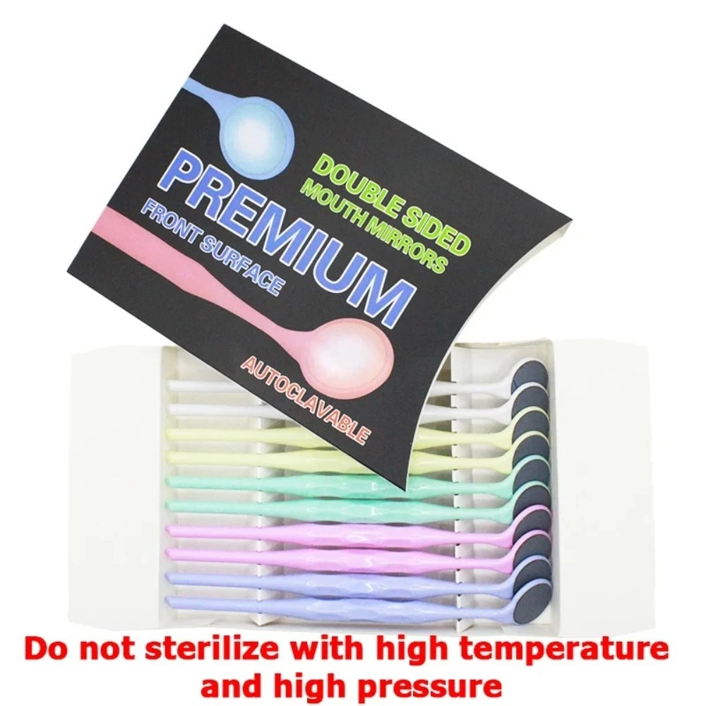 

10pcs/Box Double Sided Mouth Mirrors Oral Tooth Whitening Dental Surface Exam Reflectors with Handle Dental Tools