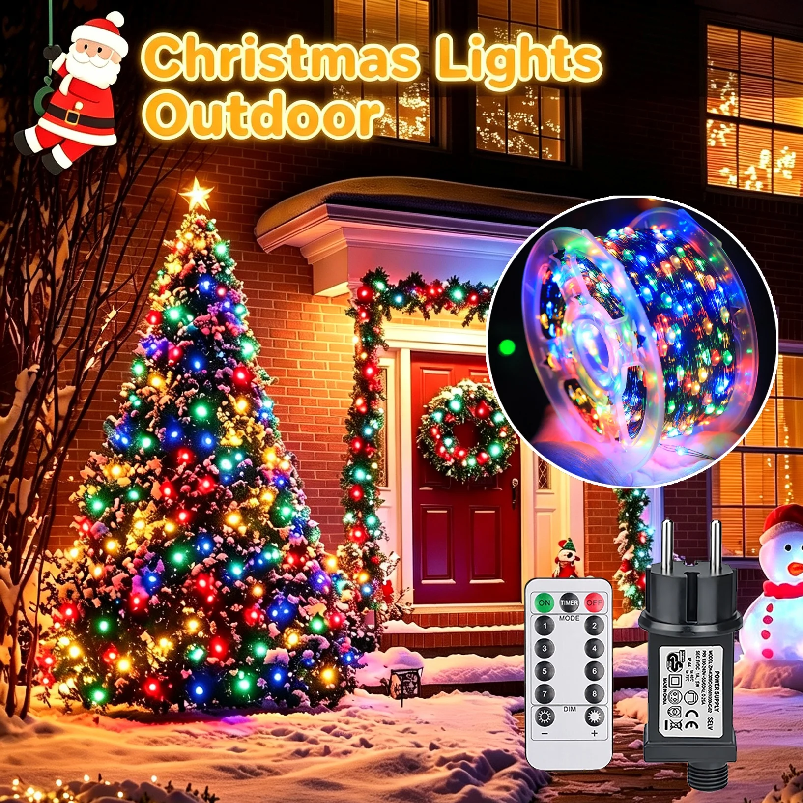 Led String Lights Outdoor Fairy Light Christmas Tree Copper Wire Light EU/US Plug Camping Lamp for Wedding Party Halloween Decor