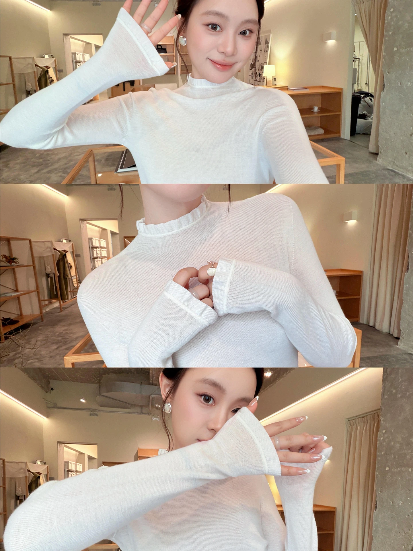 Women's Slim Fit f High Collar Lace Detail Knitwear Sweater Autumn Winter New Sle Comfortable Soft Polyester Fiber