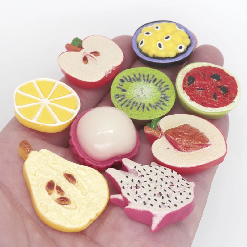10/100pcs Resin Simulation Fruits Apples Peaches Watermelons Charms Pendant Materials DIY Handmade Decoration Making