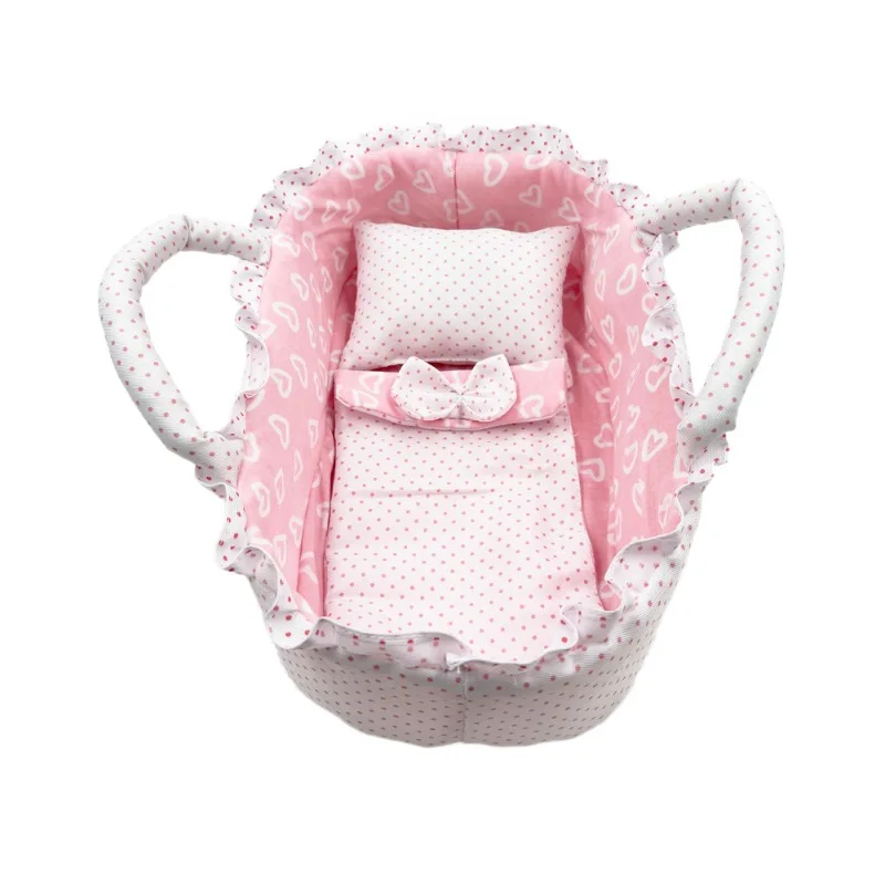 Anpassbar für Puppen unter 35 cm, mit niedlichem handgezogenen Korb-Design für Anziehpuppen, Puppenhaus-Zubehör, Mädchenspielzeug, Geschenke – Detail 1