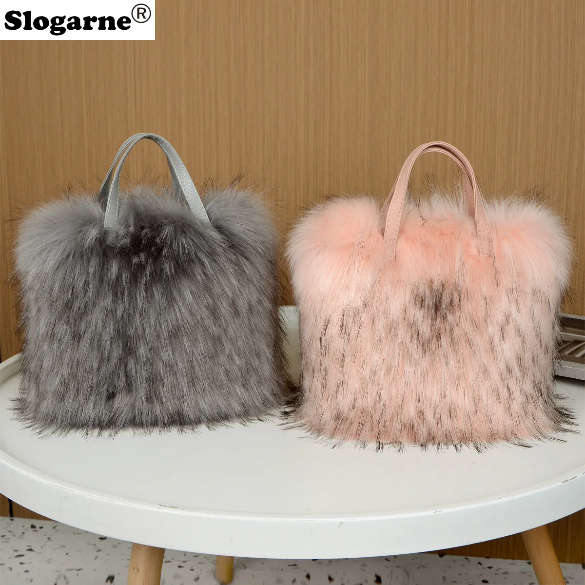 Luxury Design Women\'s Faux Fur Handbag Winter Soft and Fluffy Large Capacity Tote Bag High Quality Pu Splicing Shopper Purses