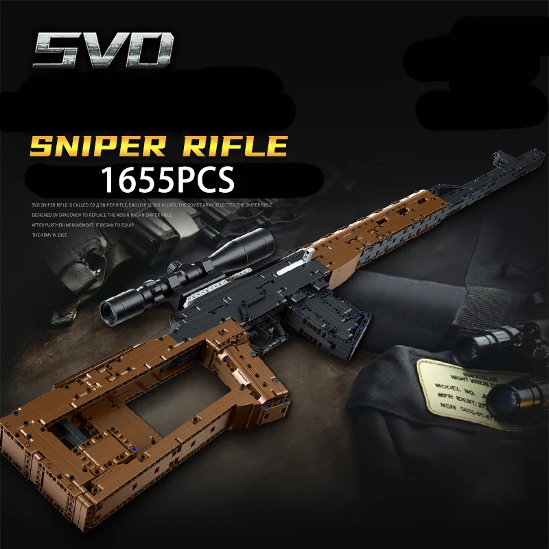 AWM Sniper Rifle Barrett Building Block Military Weapons Series Modle Set Can Fire Bullets Gun Toys For Kid Gifts