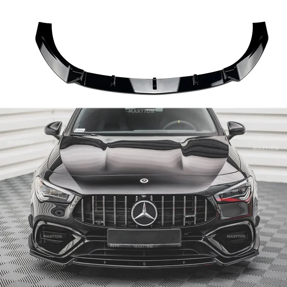 For Mercedes-AMG CLA45 C118 Front Splitter V.2 Maxton Style 3Pcs Bumper Lip Spoiler Splitter Diffuser 2019-2023 Bodykits Tuning