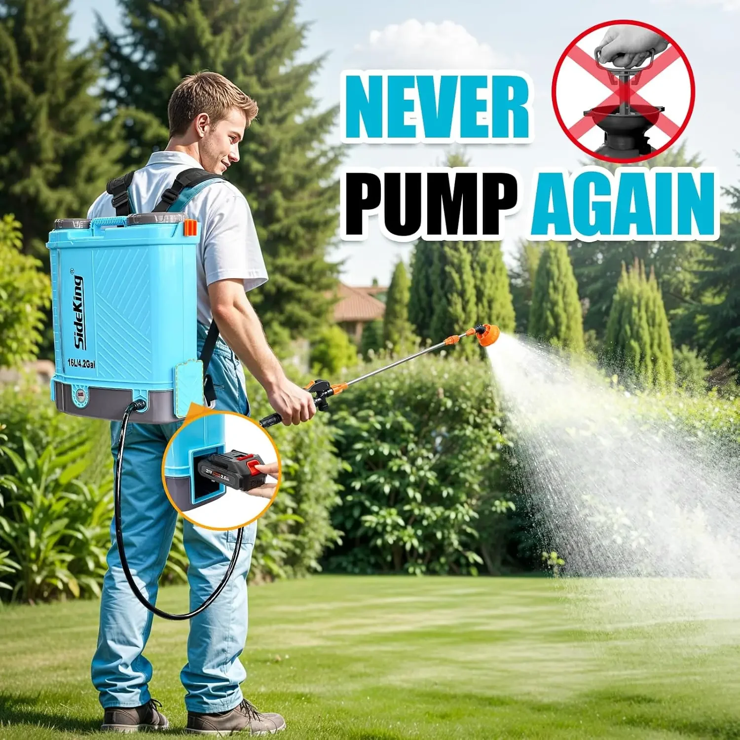 Battery Powered Backpack Sprayer 4 Gallon 0-100 PSI Adjustable Pressure Sprayer Compatible with Makita 18V Battery