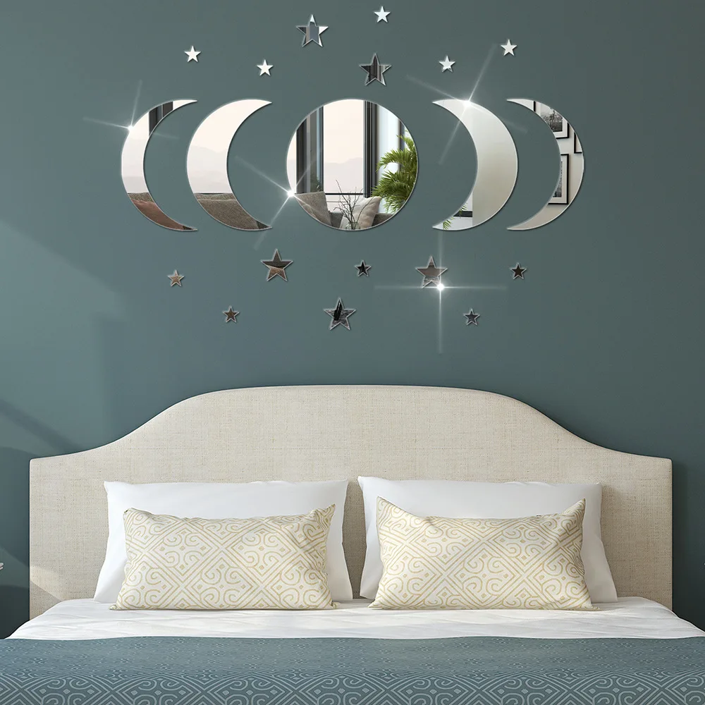 20pcs Acrylic Star Moon Shape Wall Sticker Lenses for Wall Decoration in Living Rooms, Bedrooms, and Other Places Decoration