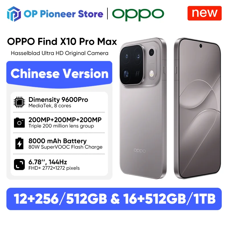 OPPO Find X10 Pro Max Chinese Version 5G Smartphone MediaTek Dimensity 9600 Pro  6.78’’ Triple 200MP Camera 8000mAh Battery NFC