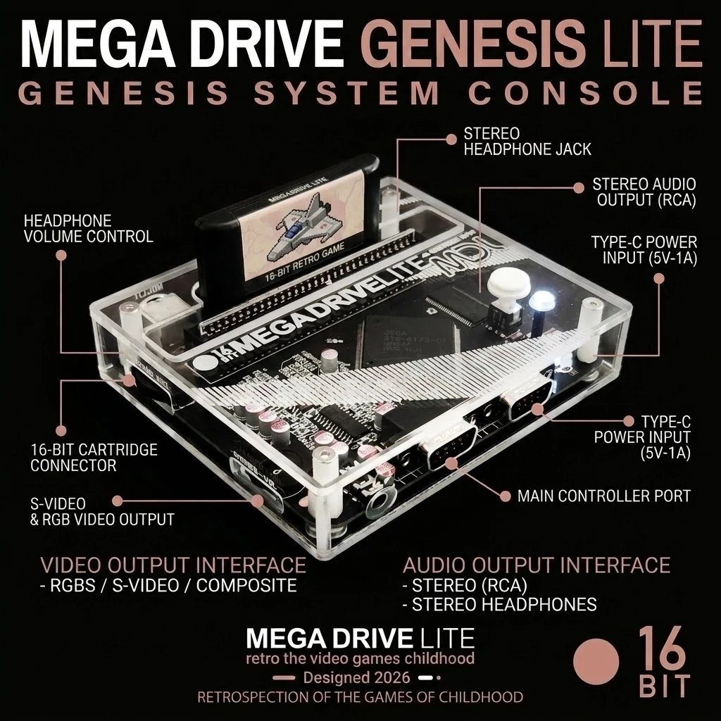 Mega Drive Lite Mini: Multi-Region MD System Console | Supports MegaSD & Flash Carts