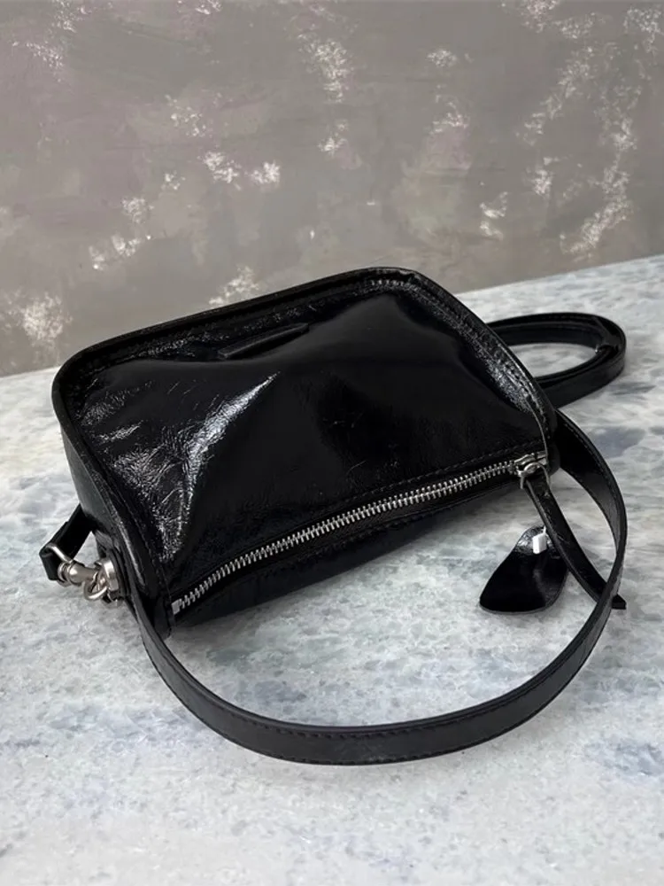 Casual Women Messenger Bag Small Oil Wax Cowhide Genuine Leather Single Shoulder Bag Designer Crossbody Hobos Bag Tote Handbag