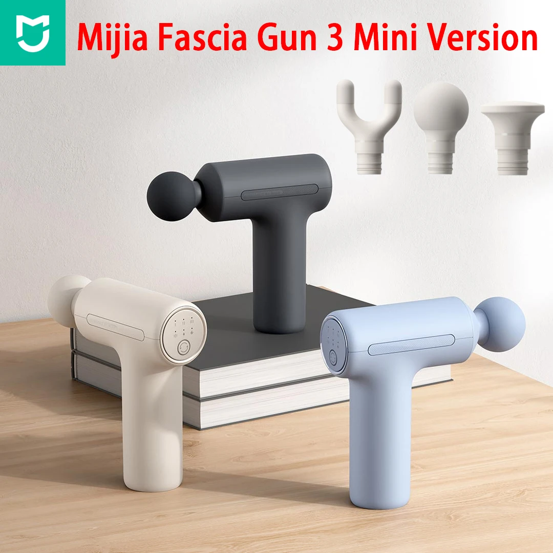 

Mijia Fascia Gun 3 Мини-массаж мышц 12 кг тяга Портативный 3 головки массажа Бесщеточный бесшумный мотор Релаксация тела Спина Шея
