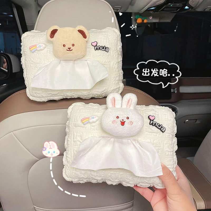 Car Suspension Tissue Box Cartoon Cute Creative Car Seat Hanging Bag Car Children Tissue Storage Box