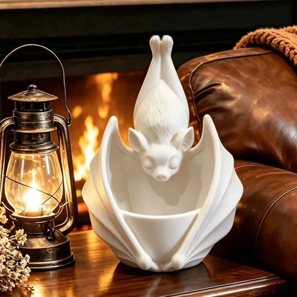 3D Printed Hanging Bat Planter Creative Gothic Style Halloween Bat Shaped Flower Pot Novelty Desktop Storage Tray Garden