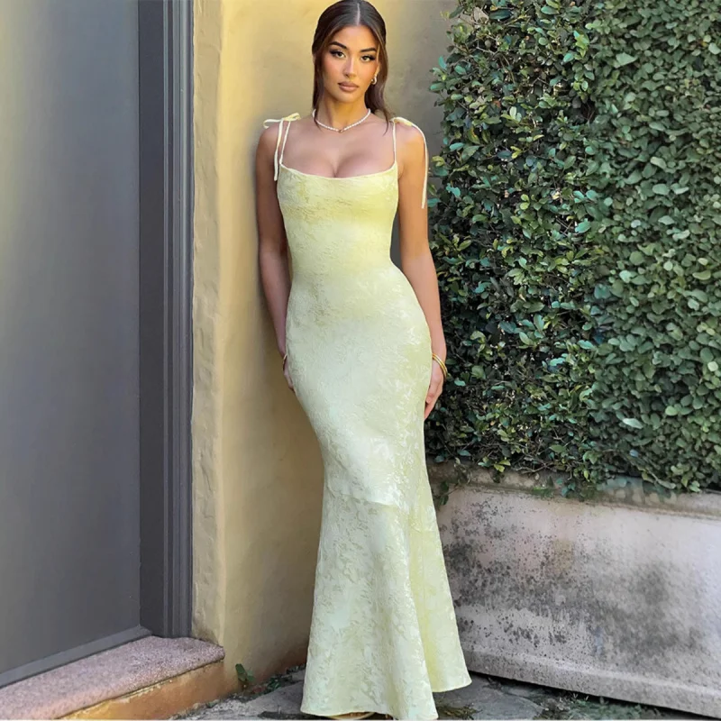 

Lace-Up Sleeveless Camisole Dress for Women2025Summer New Style Personality Backless Waist-Cinching Bodycon Mermaid Long Dress
