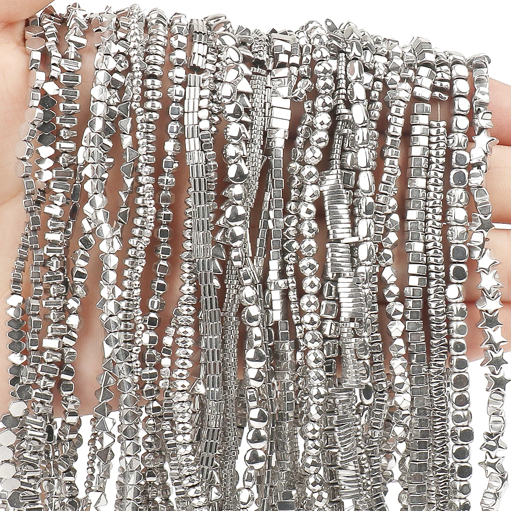 White Gold Hematite Beads Natural Retention Color Platinum Plated Irregular Beads For Jewelry Making DIY Bracelets Accessories
