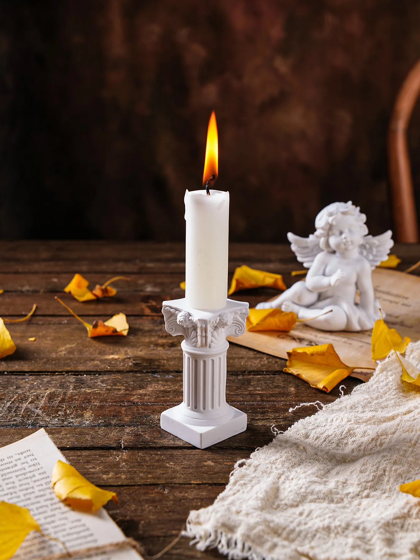 Doric Roman Pillar Nordic Gypsum Decoration Home Mini Gypsum Pillar Candlestick INS Sense of Atmosphere Photography Painting Pro