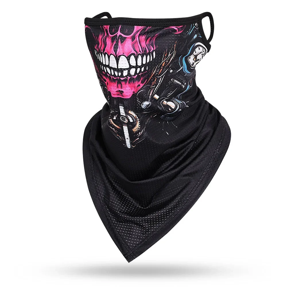 New 3D Skull Face Scarf Balaclava Earloop Anti-UV Dry Quick Ice Silk Sports Neck Gaiter Warmer Face Shield Summer Men Women Mask