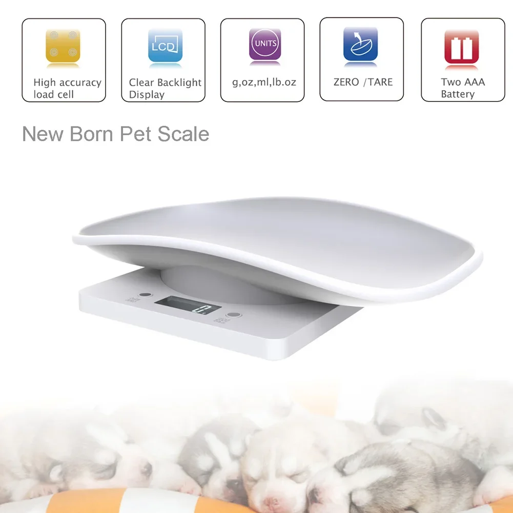 Digital Pet Scale Multifunction Kitchen Scale Grams Weight Max 22 Lbs with LCD Display for Puppy Kitten Hamster Hedgehog Food