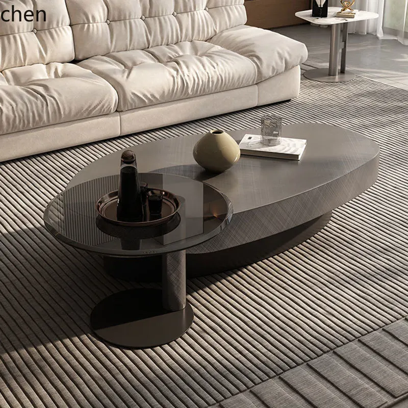 

ZML simple special-shaped oval Italian light luxury small apartment household living room combination