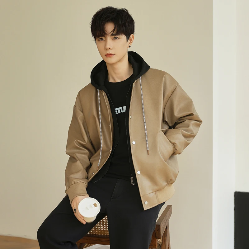 

Korean Version Trendy Faux Leather Slim Fit New Leather Jacket Handsome Youth Autumn Winter Leather Jacket Male Casual Jacket