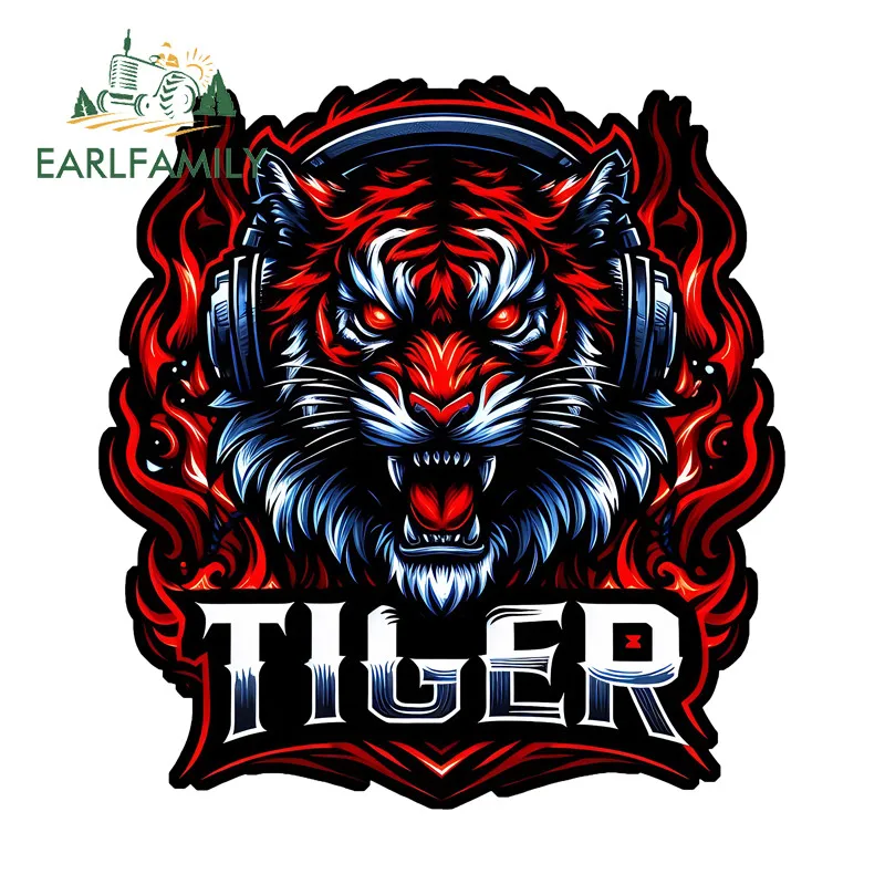 EARLFAMILY Tiger Logo Car Stickers Fashionable Motorcycle Windshield Bumper Vehicle Vinyl Decals Scratch-Proof Custom Printing