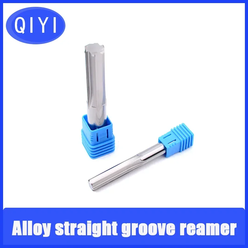 QIYI  Hard Alloy Reamer, Tungsten Steel Machine Straight Groove Reamer 4/5/6/8/10/12Blade Diameter, High-precision Reamer