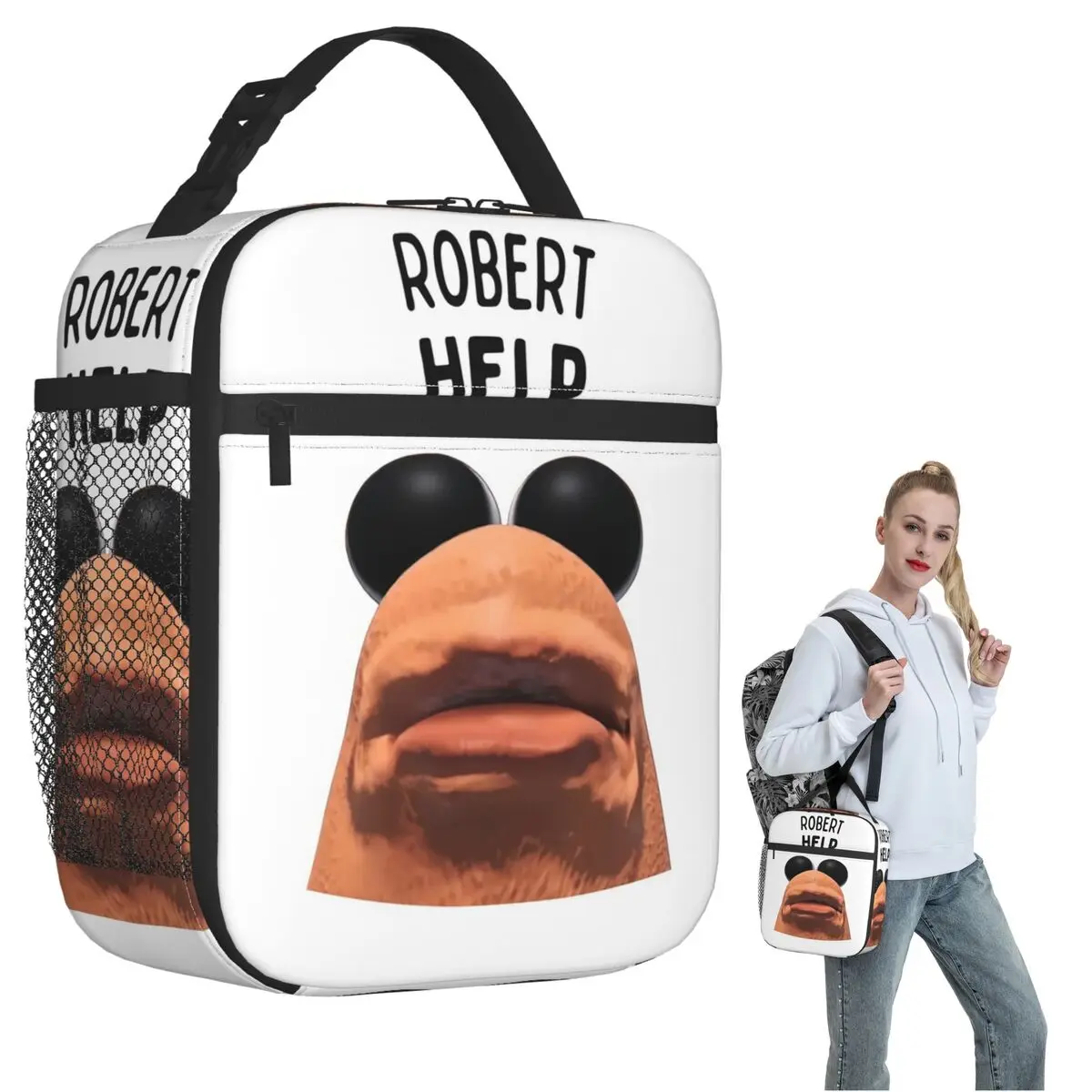 Marcus The Worm Robert Help Insulated Lunch Bag for Women Kids Leakproof Food Boxes Thermal Lunch Box Tote