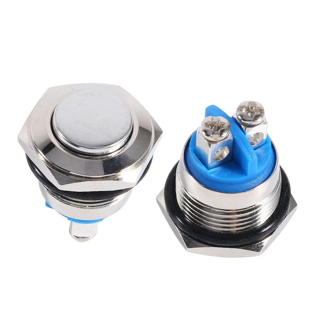 Hot Sale 12V 16mm Metal Waterproof Push Button Momentary On Off Horn Switch Start Brass ON/OFF Horn Switch