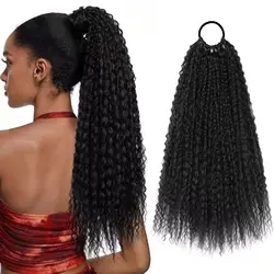 Synthetic wig Long curly hair fluffy explosive head corn whisker ponytail for women