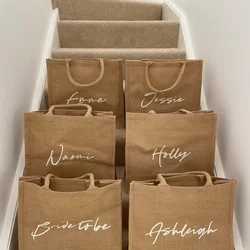 Borsa da spiaggia nome personalizzato tela da imballaggio Tote damigelle d'onore borsa da spiaggia Team Bride To Be Bridal Shower Wedding Hen Boho Party Gifts Favor