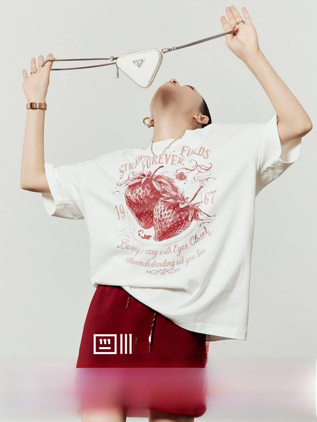 

Casual Loose round Ne ort Sve White T-irt Women's Summer New Sle Commute Printed Cotton Polyester Blend Top