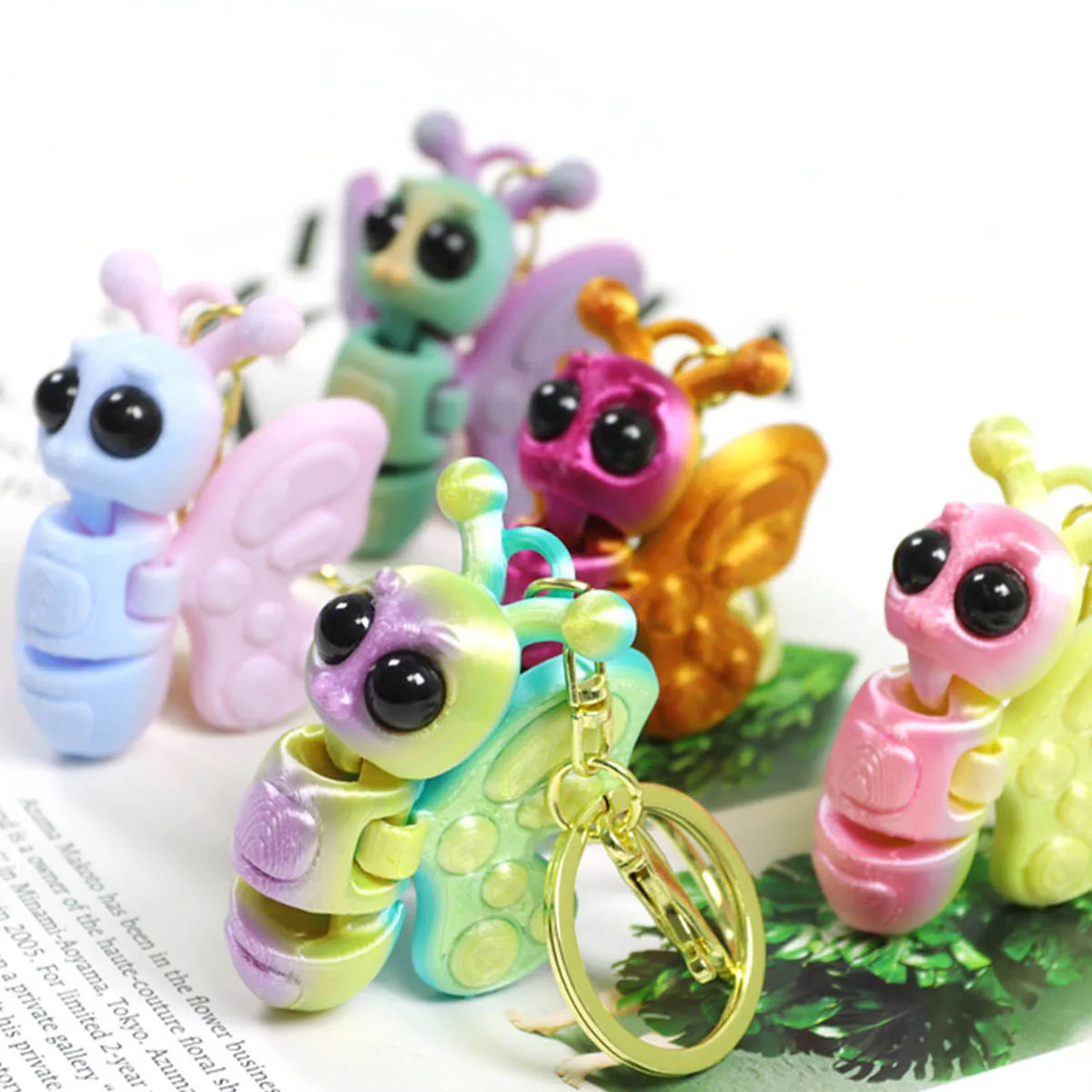 

3D Printing Simulation Butterfly Statue Keychain Pendant Joint Movable Creative Girl Bag Decor Pendant Cute Butterfly Keychain