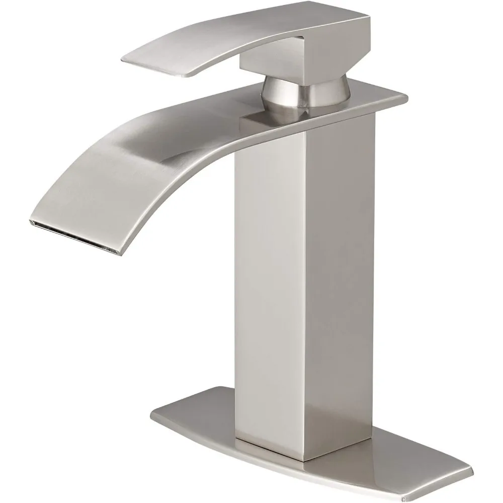 

Матовый никель, смеситель для ванной комнаты, смеситель для раковины с одной ручкой, водопадный излив