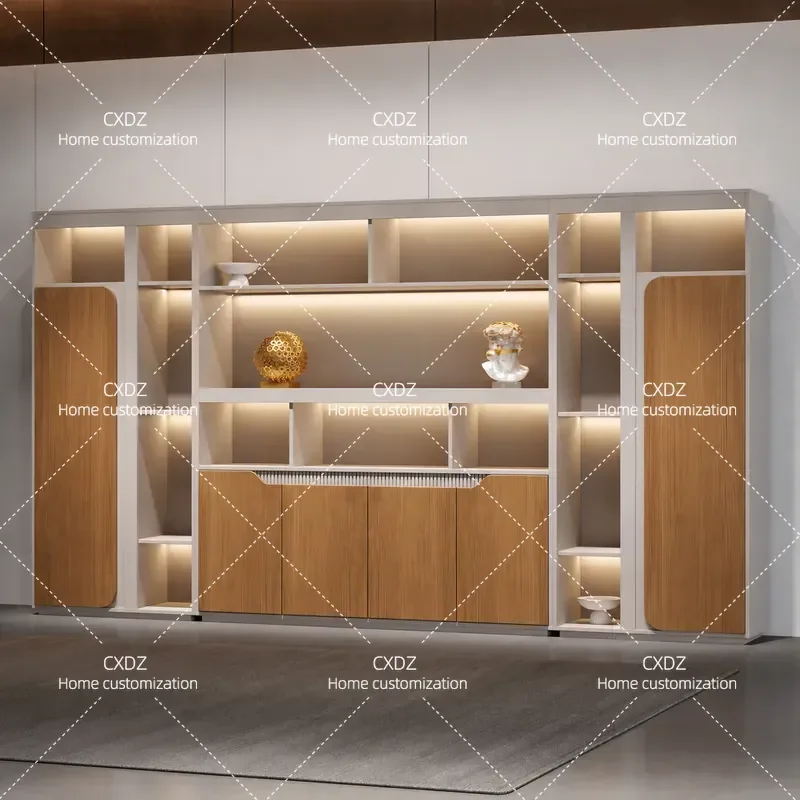 Boss office background cabinet wooden file cabinet display cabinet against the wall modern light luxury bookcase storage data