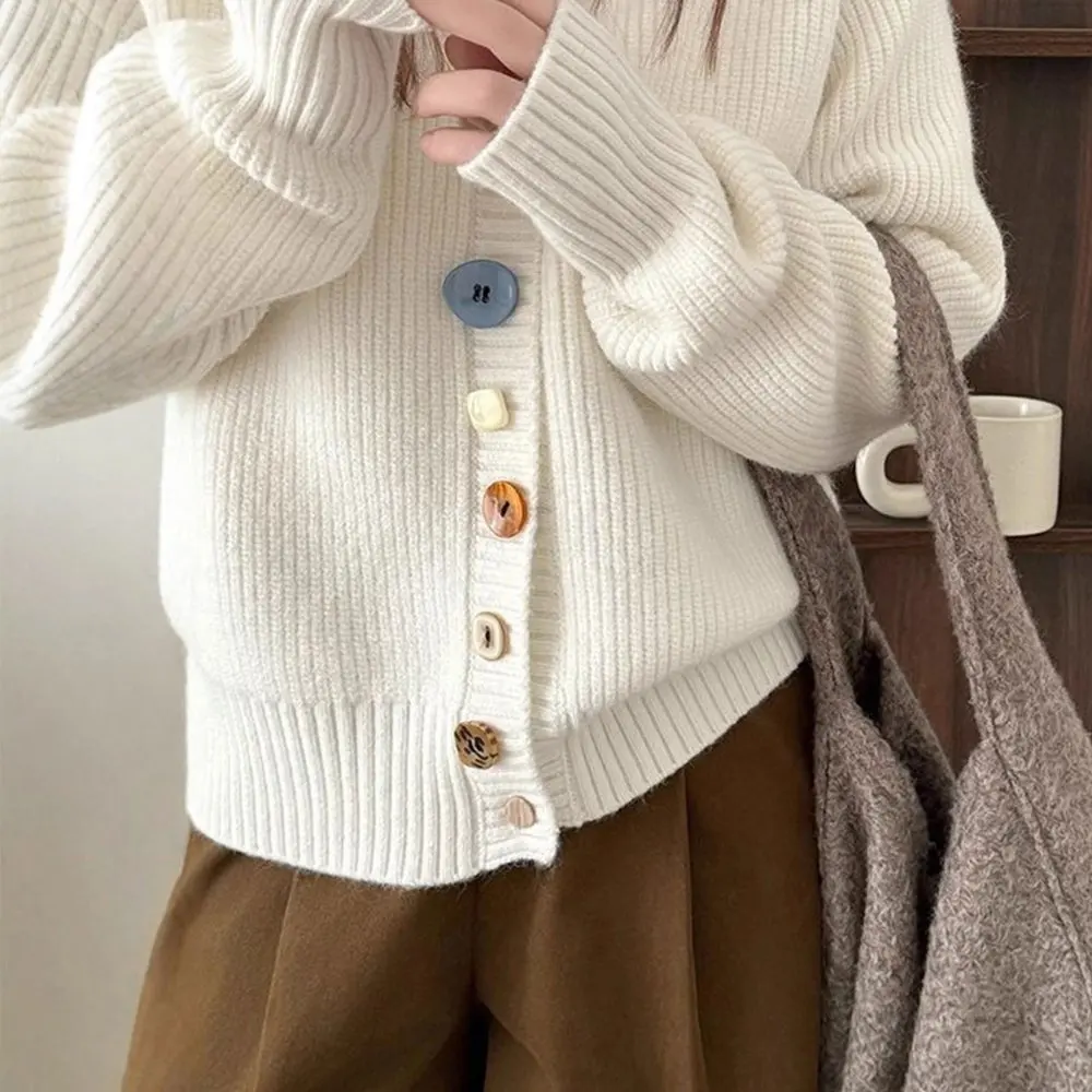 Pull tricoté ample pour femmes, Design de boutons colorés, Style coréen, paresseux, mode, Cardigan ouvert, manteau supérieur, automne