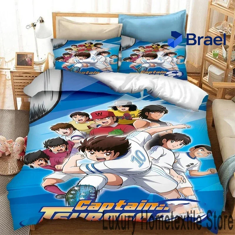 Exquisite 3D Print Anime Captain Tsubasa Bedding Set,Duvet Cover Bed Set Quilt Cover Pillowcase,King Queen Twin Size Boys Girls