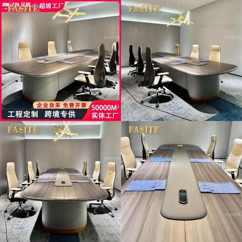 For Large Oval Conference Table Modern Business Meeting Room Long Reception Negotiation Desk with Chairs High End Simple