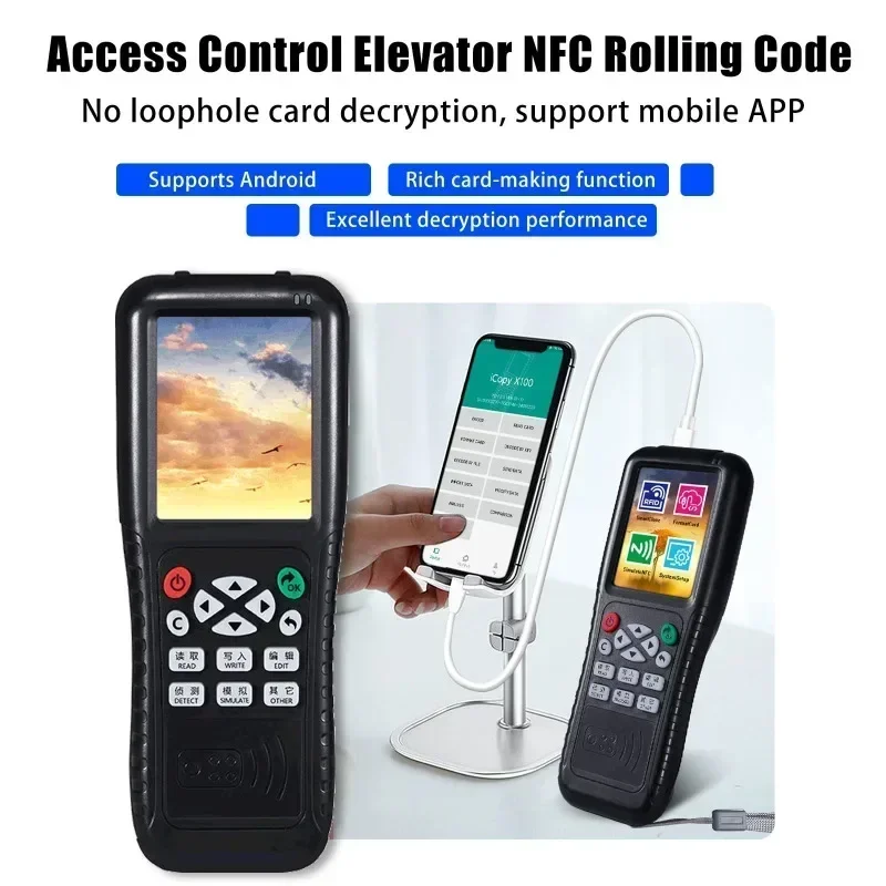icopy x100 13.56MHz NFC Smart Card Reader Writer RFID Copier 125khz Key Programmer USB Fob IC ID Duplicator for MF1 CUID T5577