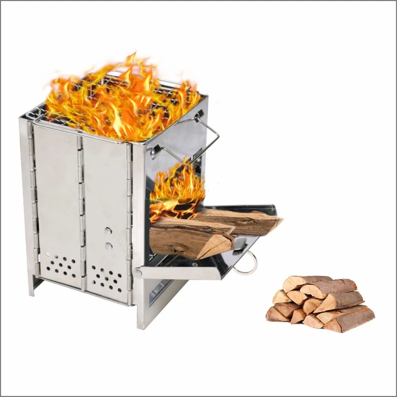 Camping Wood Burning Stove Portable Folding Camp Stove Collapsible Stove Campfire Stove for Outdoor Cooking Picnic Hiking BBQ