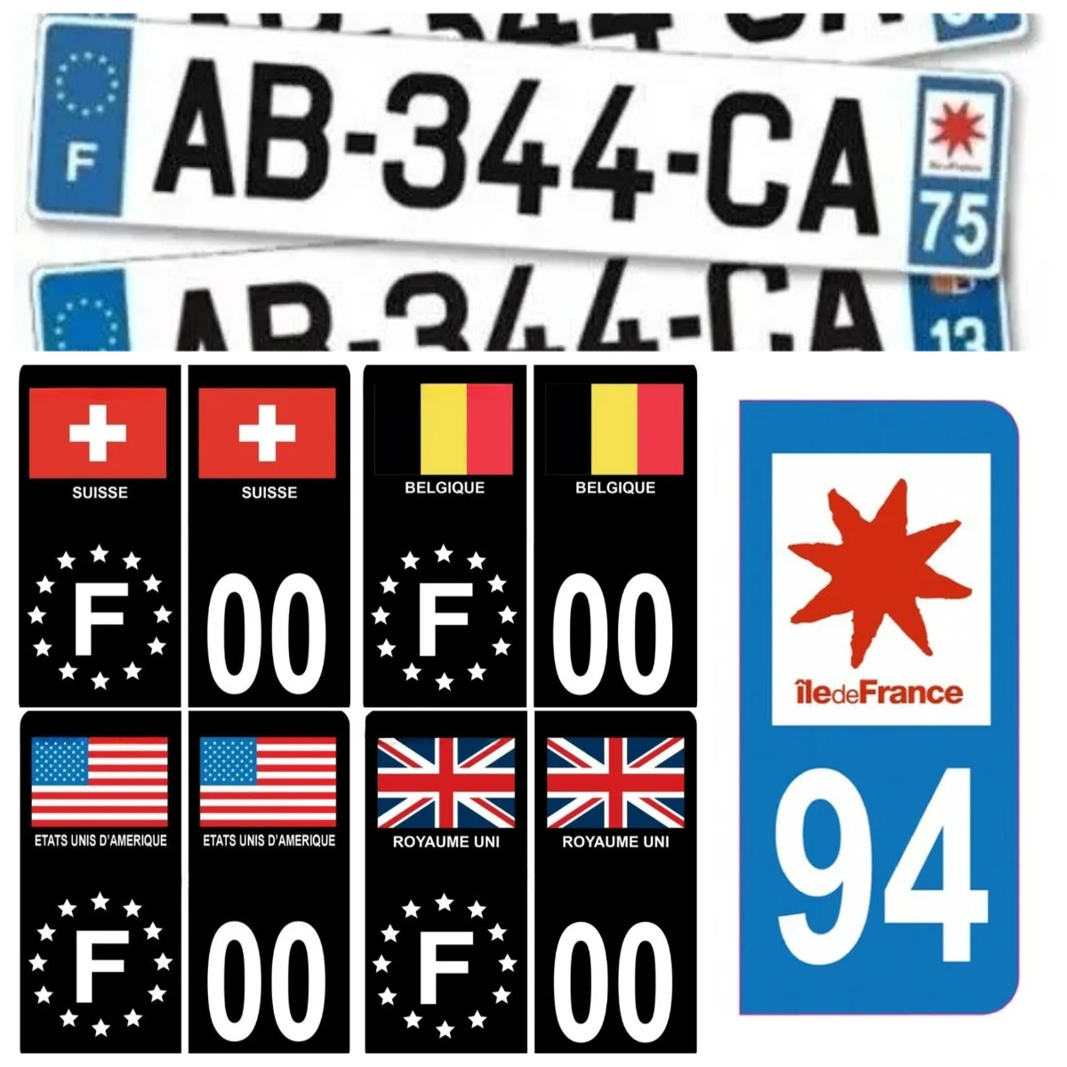 

EU US Flags License Plate Sticker for Car Motorcycle, Waterproof UV Resistant Vinyl Decal Universal Fit