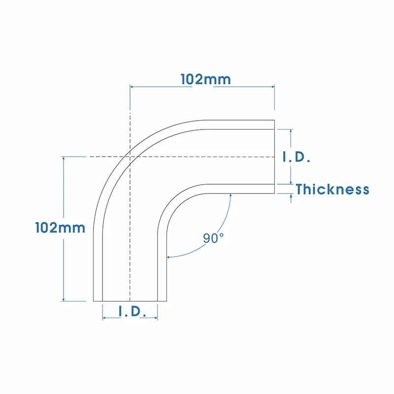 90 Grad Winkel allgemeiner Silikon kühlmittel Ladeluft kühler Turbo Luftrohr schlauch Schlauch ID 54mm / 57mm / 60mm / 63mm / 67mm / 70mm / 76mm – Detail 1